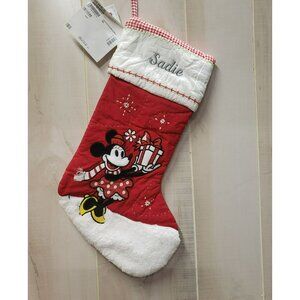 Pottery Barn Kids Disney Minnie Mouse Quilted Stocking, SADIE Name Mono, NWT